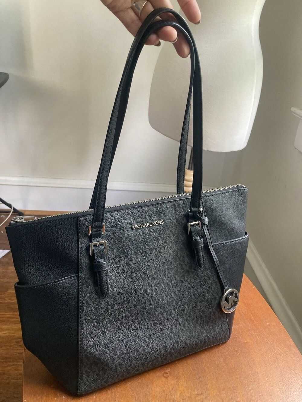 Michael Kors Charlotte Top Zip Tote Shoulder Bag Luggage Saffiano Leather new